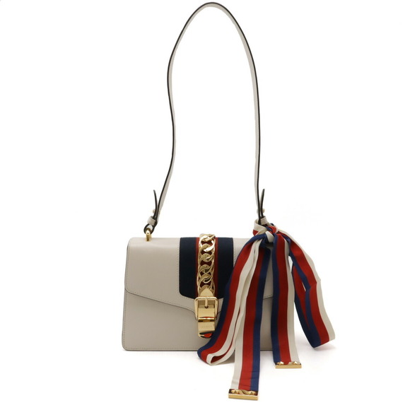 Gucci Gucci Sylvie Leather Shoulder Bag Off-White Leather Shoulder Bag 421882 - Picture 1 of 9